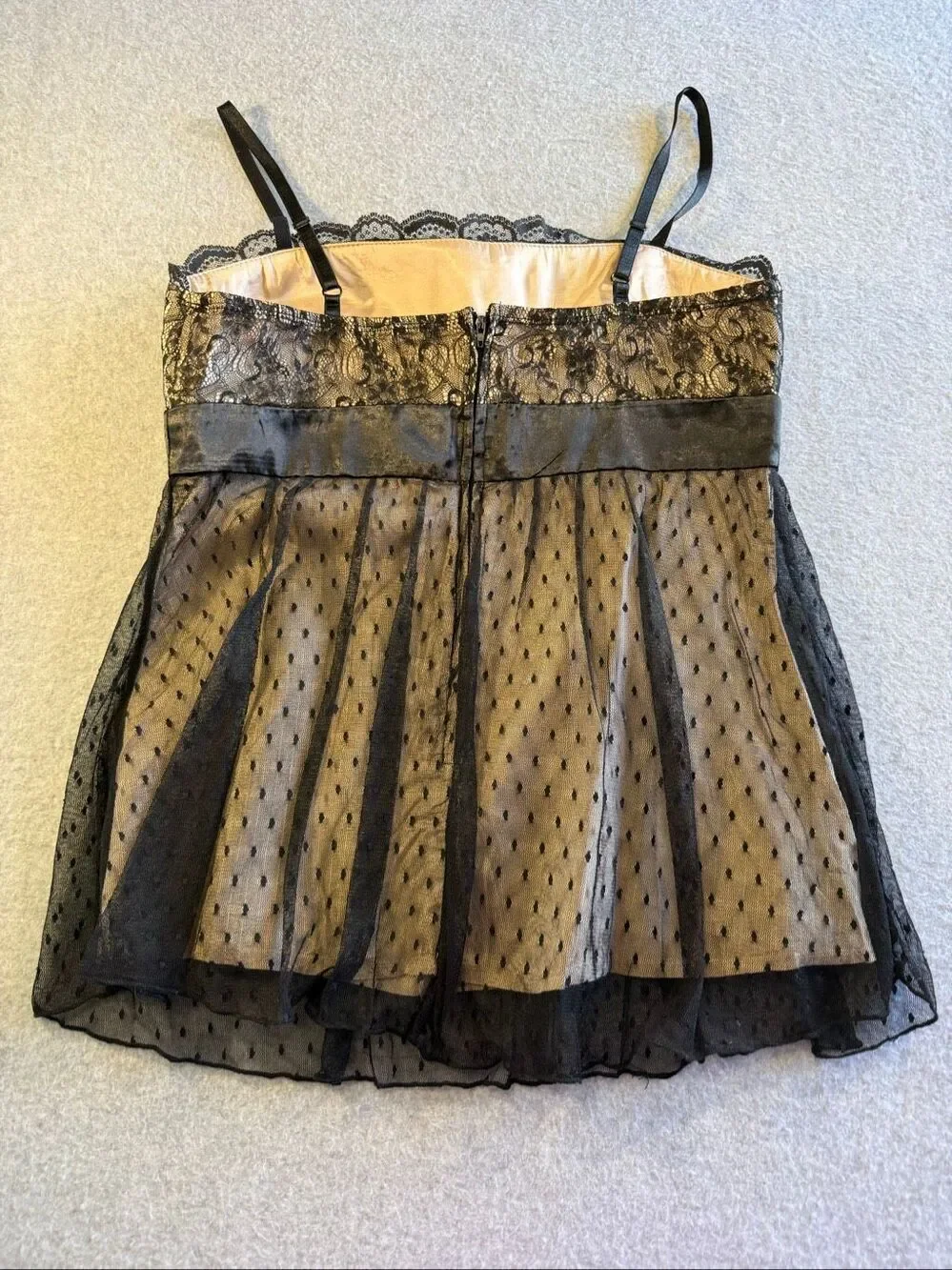 vintage mesh lace polka dot babydoll top Dressbarn S